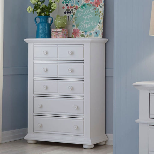 Liberty Furniture Summer House 5 Drawer Chest in White - Furniture 4 Less (Jacksonville, NC)