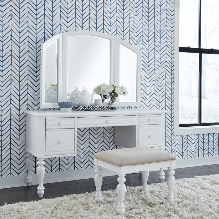 Summer House I Vanity Stool in Oyster White - Furniture 4 Less (Jacksonville, NC)