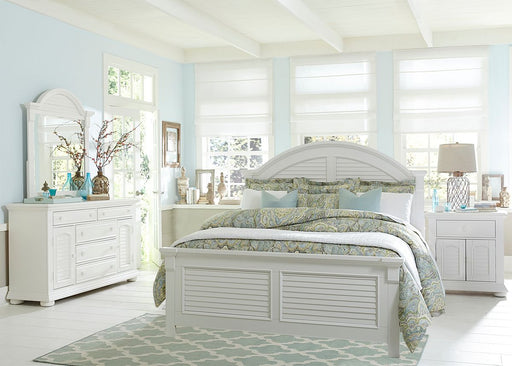Liberty Furniture Summer House King Panel Bed in Oyster White - Furniture 4 Less (Jacksonville, NC)