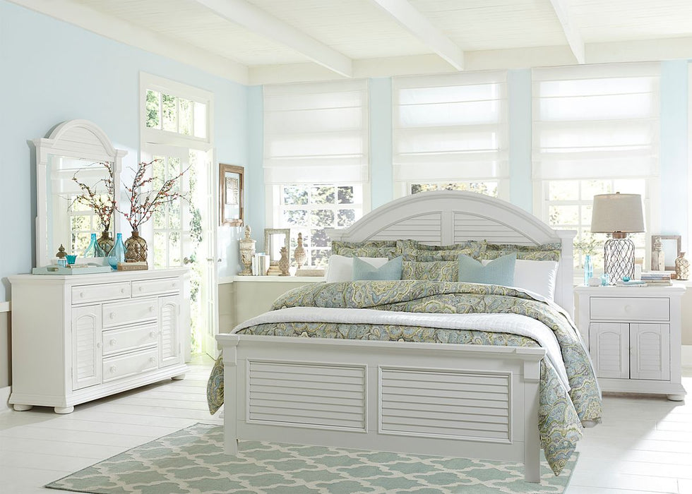 Liberty Furniture Summer House King Panel Bed in Oyster White - Furniture 4 Less (Jacksonville, NC)