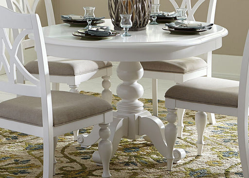 Liberty Furniture Summer House Round Pedestal Table in Oyster White 607-4254 - Furniture 4 Less (Jacksonville, NC)