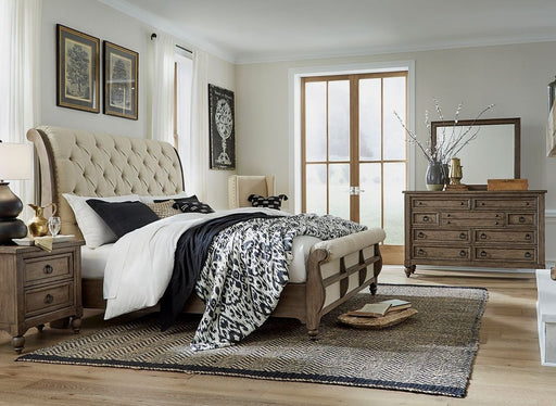 Liberty Furniture Americana Farmhouse King Sleigh Bed in Dusty Taupe - Furniture 4 Less (Jacksonville, NC)