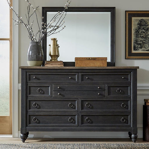 Liberty Furniture Americana Farmhouse 9 Drawer Dresser in Black - Furniture 4 Less (Jacksonville, NC)