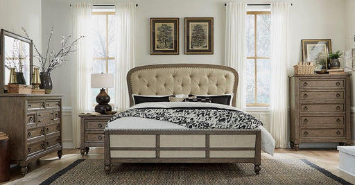 Liberty Furniture Americana Farmhouse Queen Shelter Bed in Dusty Taupe and Black - Furniture 4 Less (Jacksonville, NC)