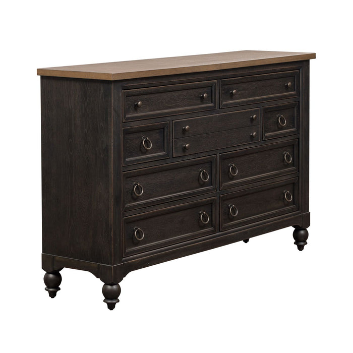Americana Farmhouse 9 Drawer Dresser in Black - Furniture 4 Less (Jacksonville, NC)