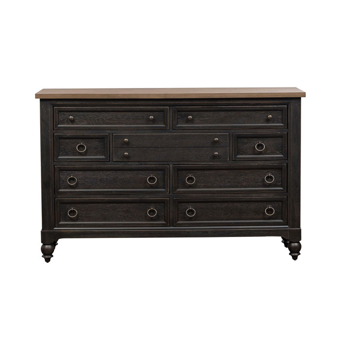 Americana Farmhouse 9 Drawer Dresser in Black - Furniture 4 Less (Jacksonville, NC)