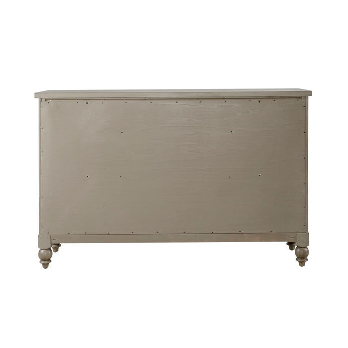 Americana Farmhouse 9 Drawer Dresser in Dusty Taupe and Black - Furniture 4 Less (Jacksonville, NC)