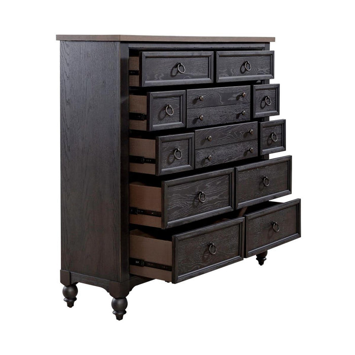 Liberty Furniture Americana Farmhouse 12 Drawer Chesser in Black - Furniture 4 Less (Jacksonville, NC)