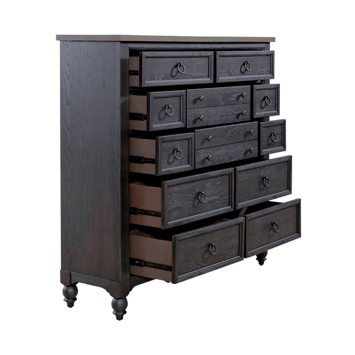 Americana Farmhouse 12 Drawer Chesser in Black - Furniture 4 Less (Jacksonville, NC)