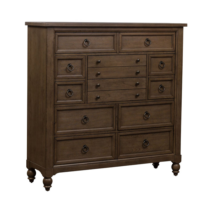 Americana Farmhouse 12 Drawer Chesser in Dusty Taupe and Black - Furniture 4 Less (Jacksonville, NC)