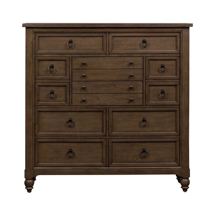 Americana Farmhouse 12 Drawer Chesser in Dusty Taupe and Black - Furniture 4 Less (Jacksonville, NC)