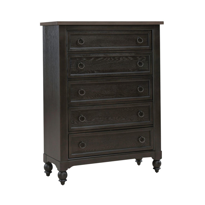 Americana Farmhouse 5 Drawer Chest in Black - Furniture 4 Less (Jacksonville, NC)