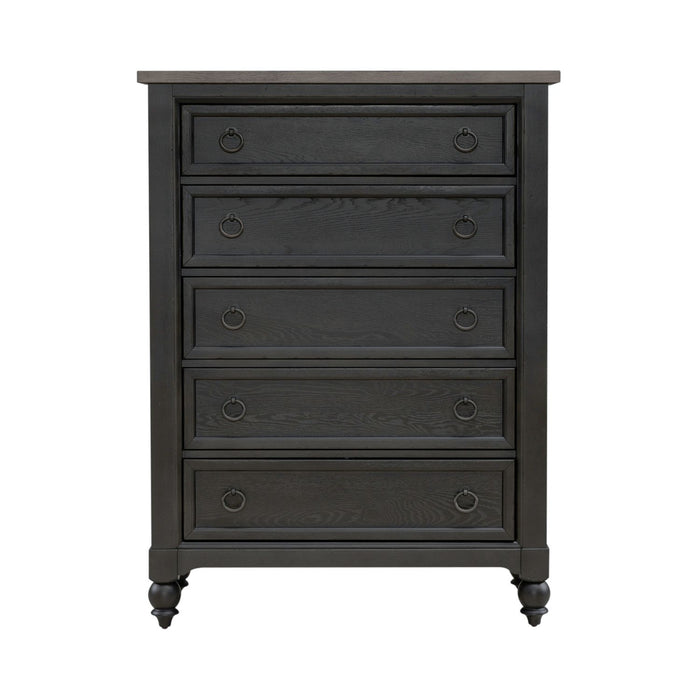 Americana Farmhouse 5 Drawer Chest in Black - Furniture 4 Less (Jacksonville, NC)