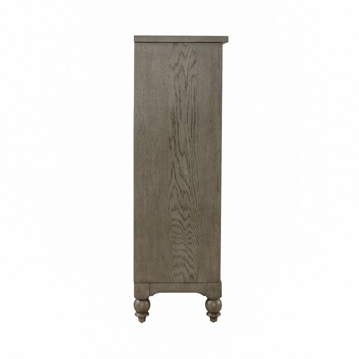 Americana Farmhouse 5 Drawer Chest in Dusty Taupe and Black - Furniture 4 Less (Jacksonville, NC)