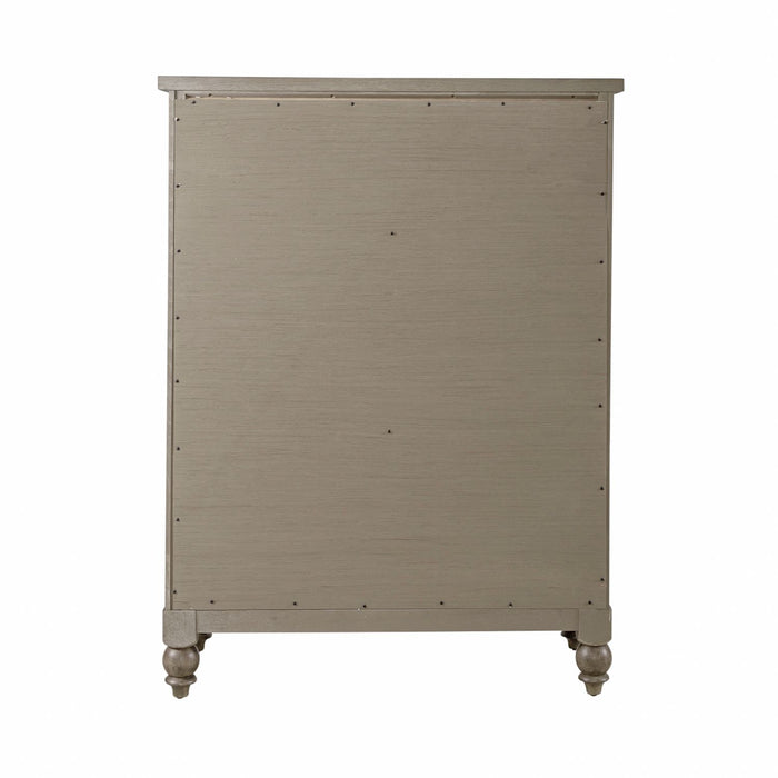 Americana Farmhouse 5 Drawer Chest in Dusty Taupe and Black - Furniture 4 Less (Jacksonville, NC)