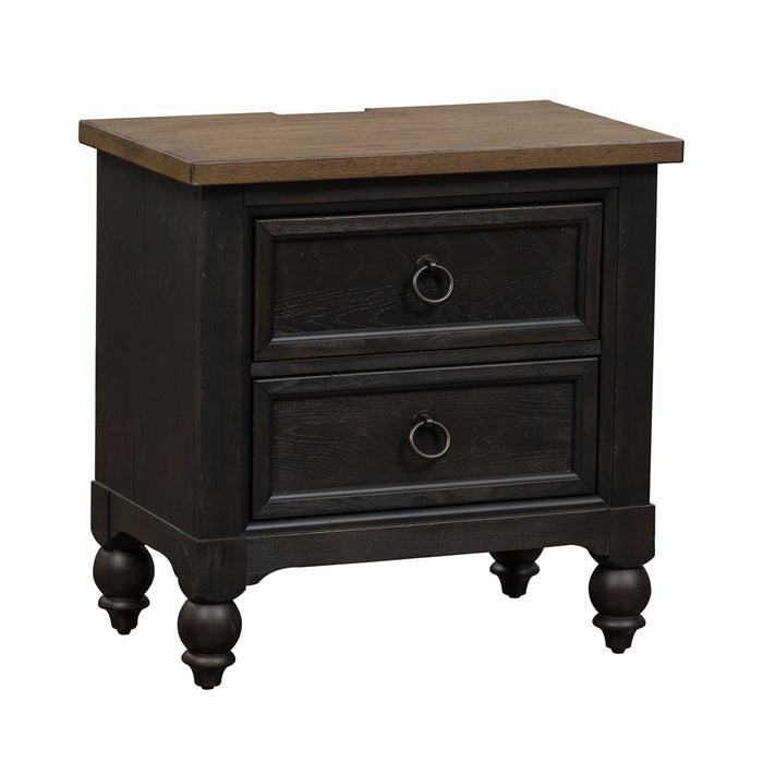 Americana Farmhouse 2 Drawer Nightstand in Black - Furniture 4 Less (Jacksonville, NC)