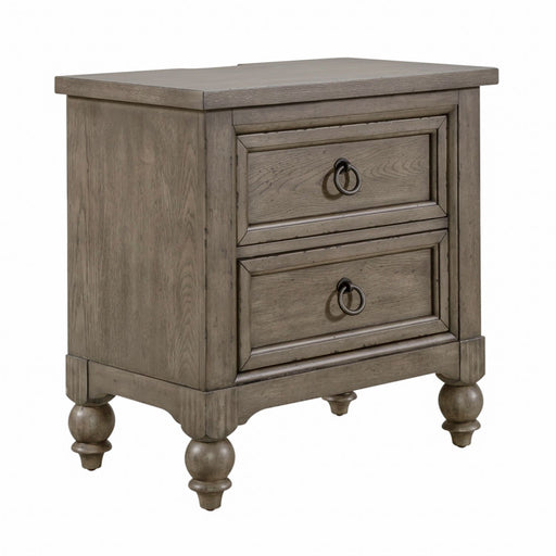 Americana Farmhouse 2 Drawer Nightstand in Dusty Taupe and Black - Furniture 4 Less (Jacksonville, NC)
