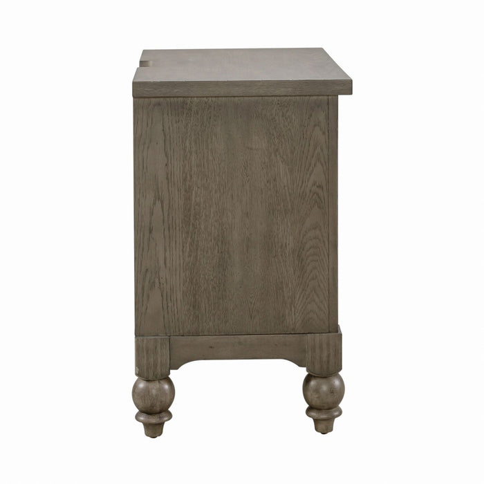 Americana Farmhouse 2 Drawer Nightstand in Dusty Taupe and Black - Furniture 4 Less (Jacksonville, NC)