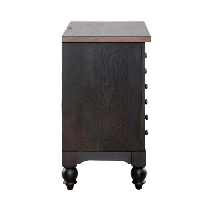 Americana Farmhouse 6 Drawer Bedside Chest in Black - Furniture 4 Less (Jacksonville, NC)