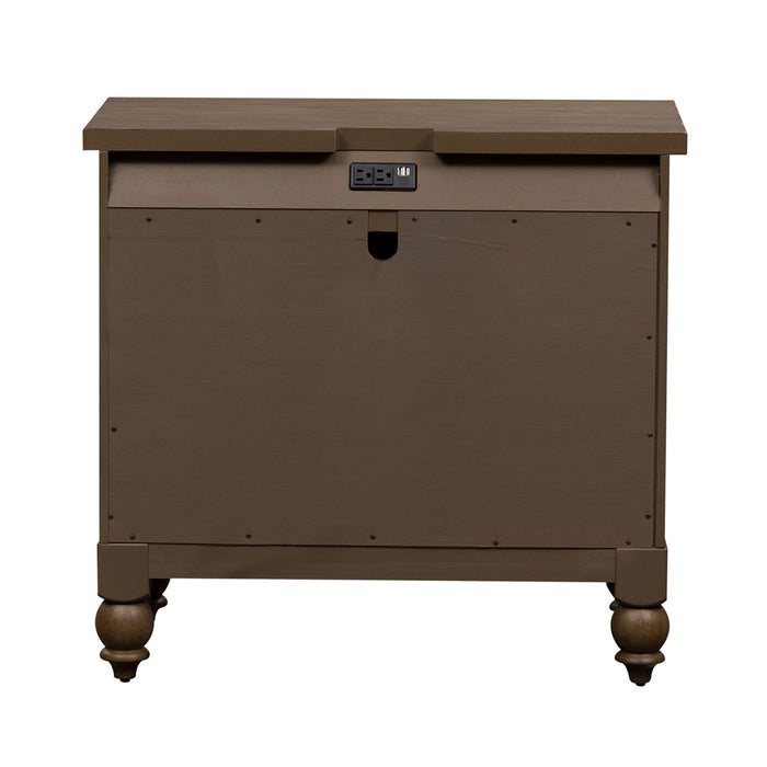 Americana Farmhouse 6 Drawer Bedside Chest in Dusty Taupe and Black - Furniture 4 Less (Jacksonville, NC)