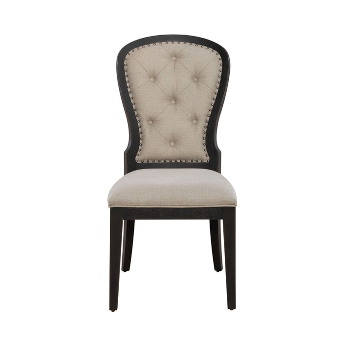 Americana Farmhouse Uph Tufted Back Side Chair - Black - Furniture 4 Less (Jacksonville, NC)
