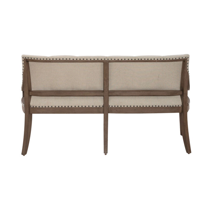 Americana Farmhouse Uph Shelter Dining Bench in Dusty Taupe & Black - Furniture 4 Less (Jacksonville, NC)