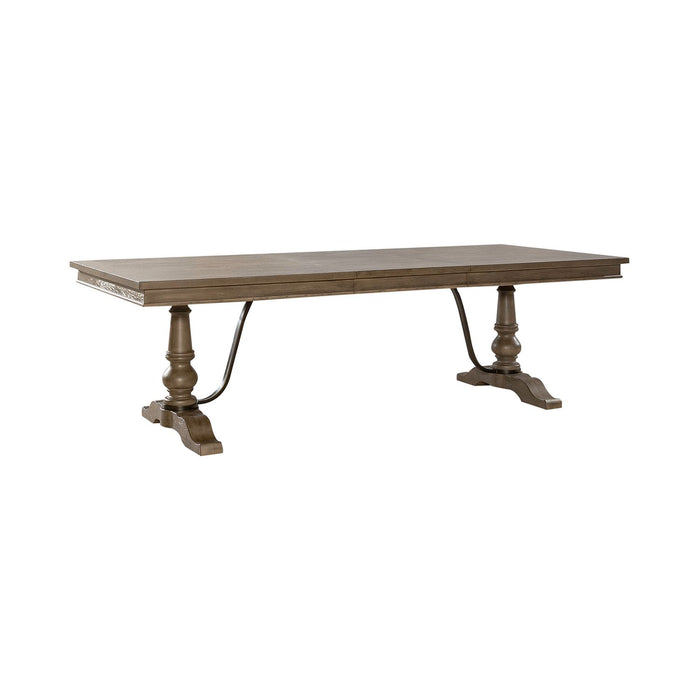 Americana Farmhouse 5 Piece Trestle Table Set - Furniture 4 Less (Jacksonville, NC)