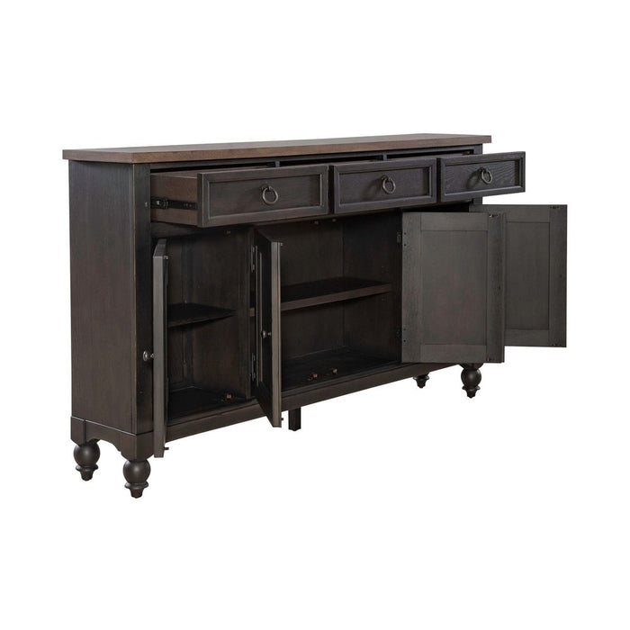 Liberty Furniture Americana Farmhouse Hall Buffet in Dusty Taupe & Black - Furniture 4 Less (Jacksonville, NC)