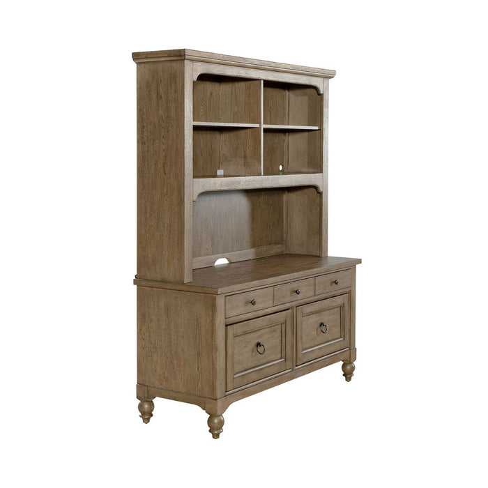 Liberty Furniture Americana Farmhouse 3pc Desk & Hutch in Dusty Taupe - Furniture 4 Less (Jacksonville, NC)