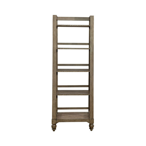 Liberty Furniture Americana Farmhouse Leaning Pier Bookcase in Dusty Taupe - Furniture 4 Less (Jacksonville, NC)