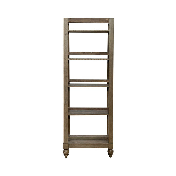Liberty Furniture Americana Farmhouse Leaning Pier Bookcase in Dusty Taupe - Furniture 4 Less (Jacksonville, NC)