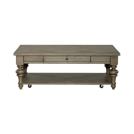 Liberty Furniture Americana Farmhouse Rectangular Cocktail Table in Dusty Taupe - Furniture 4 Less (Jacksonville, NC)