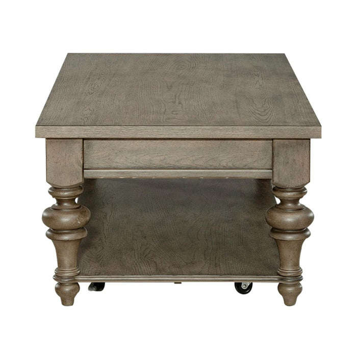 Liberty Furniture Americana Farmhouse Rectangular Cocktail Table in Dusty Taupe - Furniture 4 Less (Jacksonville, NC)