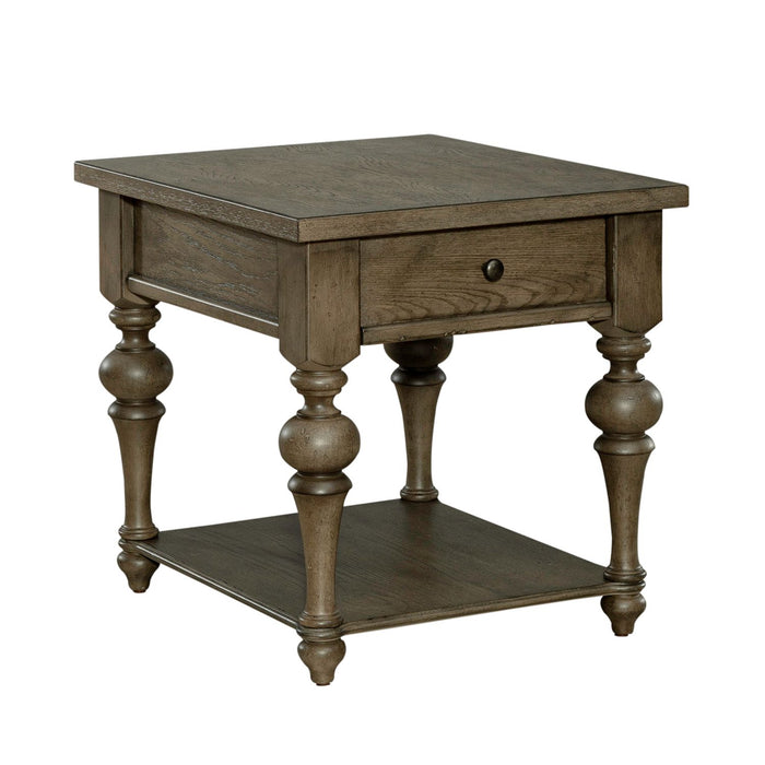 Americana Farmhouse End Table in Dusty Taupe - Furniture 4 Less (Jacksonville, NC)