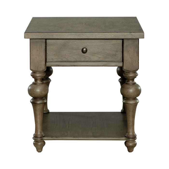 Americana Farmhouse End Table in Dusty Taupe - Furniture 4 Less (Jacksonville, NC)