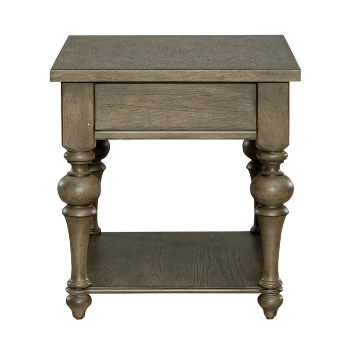 Americana Farmhouse End Table in Dusty Taupe - Furniture 4 Less (Jacksonville, NC)