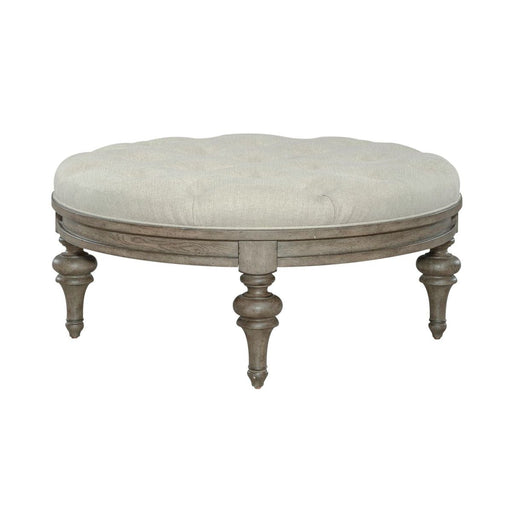 Liberty Furniture Americana Farmhouse Round Cocktail Ottoman in Dusty Taupe - Furniture 4 Less (Jacksonville, NC)