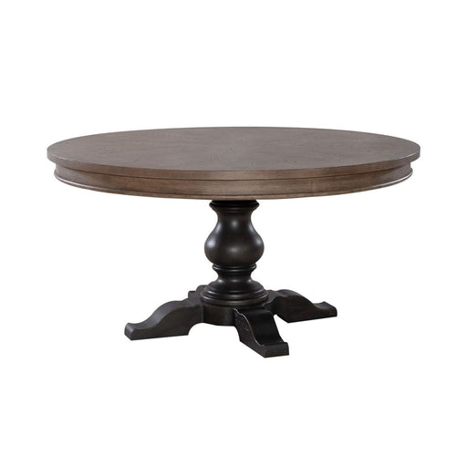 Liberty Furniture Americana Farmhouse Single Pedestal Table in Dusty Taupe & Black - Furniture 4 Less (Jacksonville, NC)