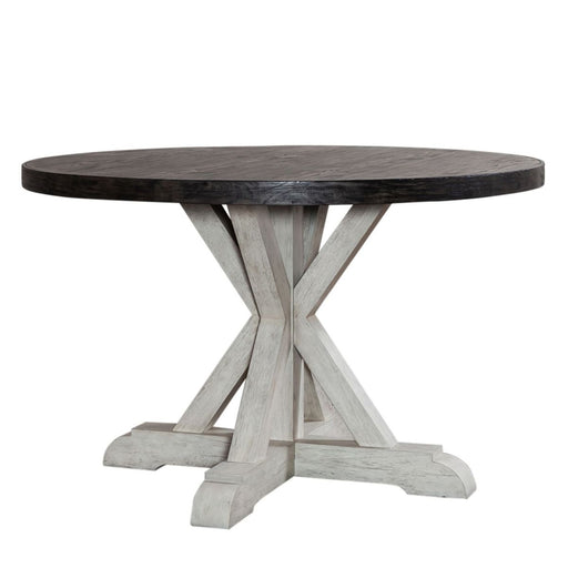 Liberty Furniture Willowrun Round Single Pedestal Table in Rustic White - Furniture 4 Less (Jacksonville, NC)