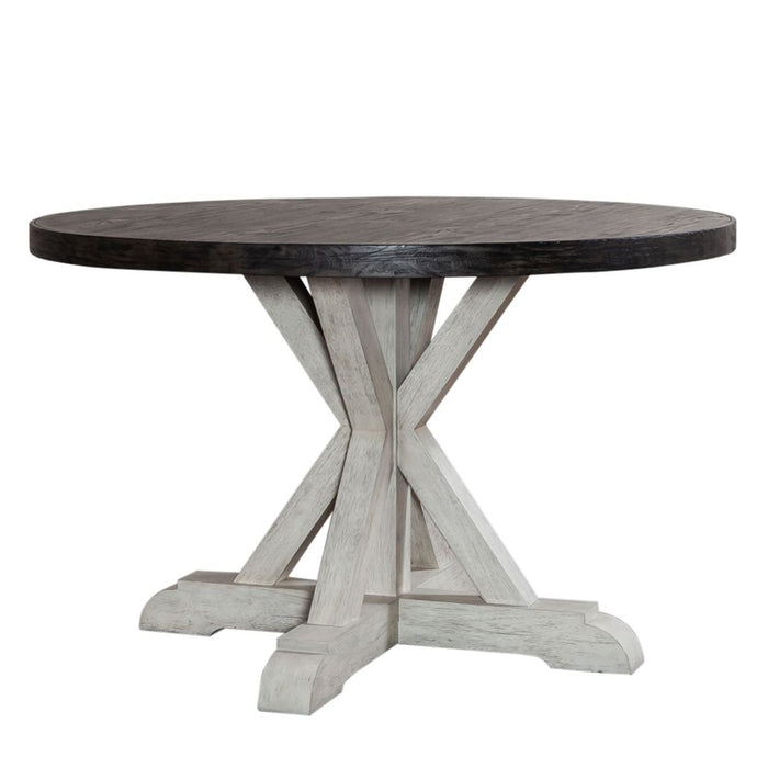 Liberty Furniture Willowrun Round Single Pedestal Table in Rustic White - Furniture 4 Less (Jacksonville, NC)