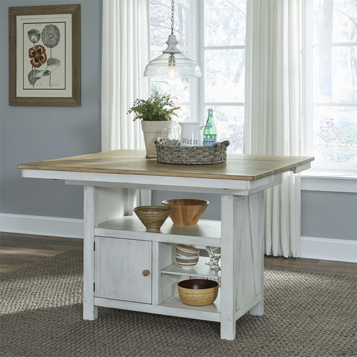 Liberty Furniture Lindsey Farm Kitchen Island in Weathered White & Sandstone - Furniture 4 Less (Jacksonville, NC)