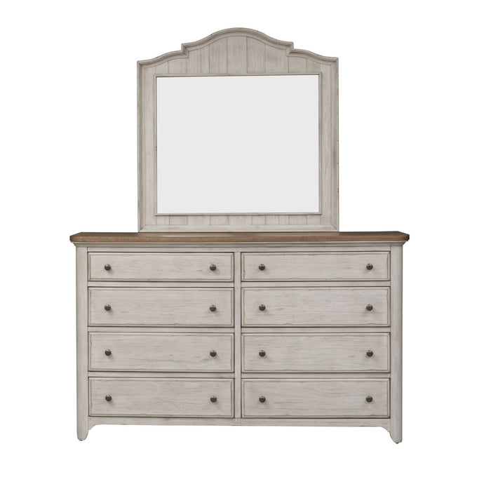 Farmhouse Reimagined Queen Poster Bed, Dresser & Mirror - Furniture 4 Less (Jacksonville, NC)