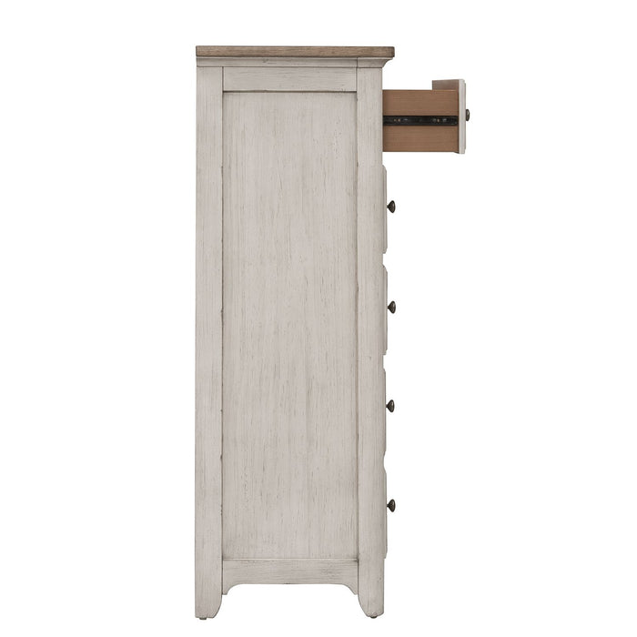 Farmhouse Reimagined Drawer Chest in Antique White - Furniture 4 Less (Jacksonville, NC)