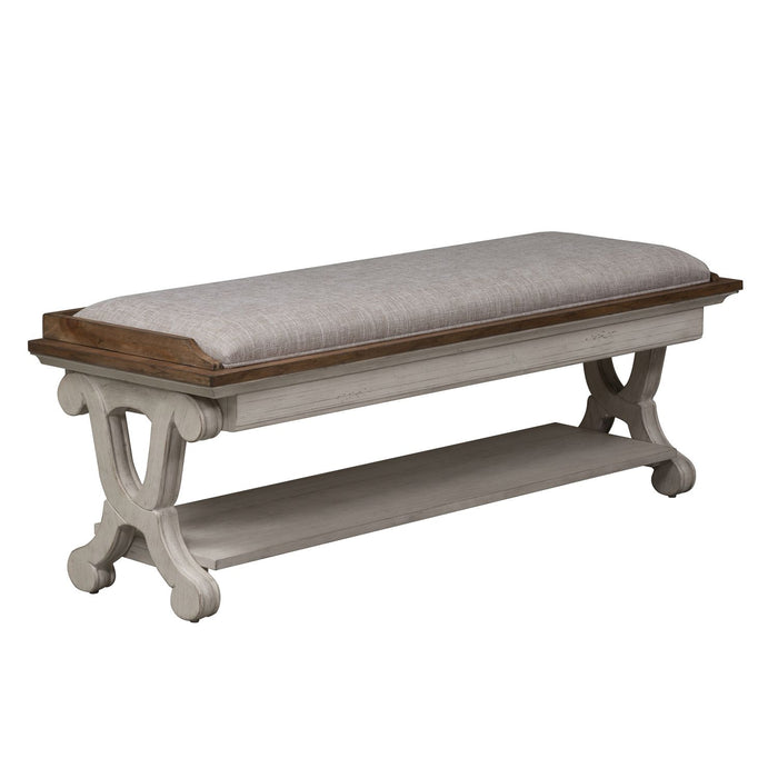 Farmhouse Reimagined Bed Bench in Antique White - Furniture 4 Less (Jacksonville, NC)