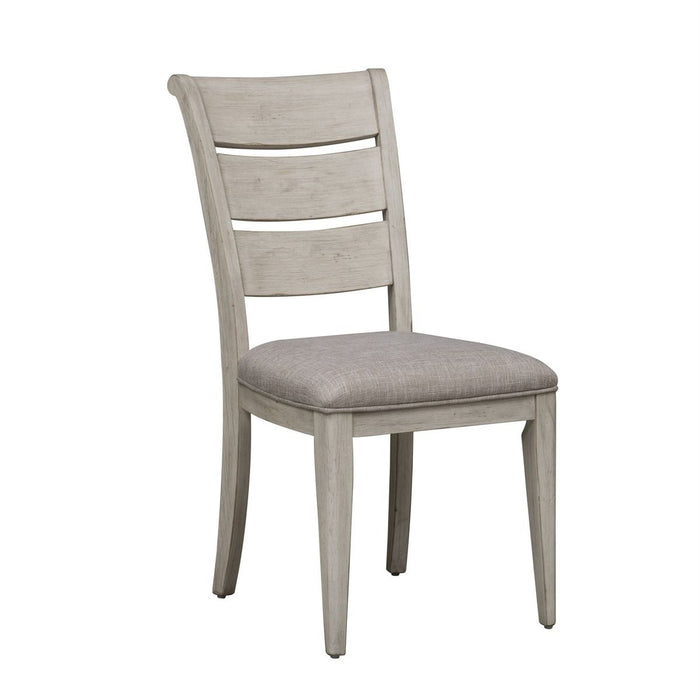 Liberty Furniture Farmhouse Reimagined Ladder Back Upholstered Side Chair (RTA) in Antique White (Set of 2) - Furniture 4 Less (Jacksonville, NC)