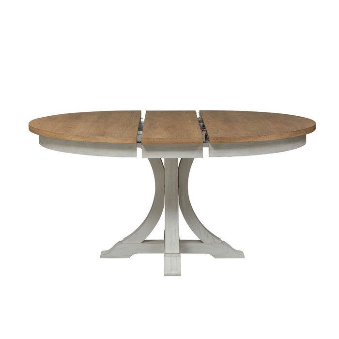 Farmhouse Reimagined Pedestal Table - Furniture 4 Less (Jacksonville, NC)