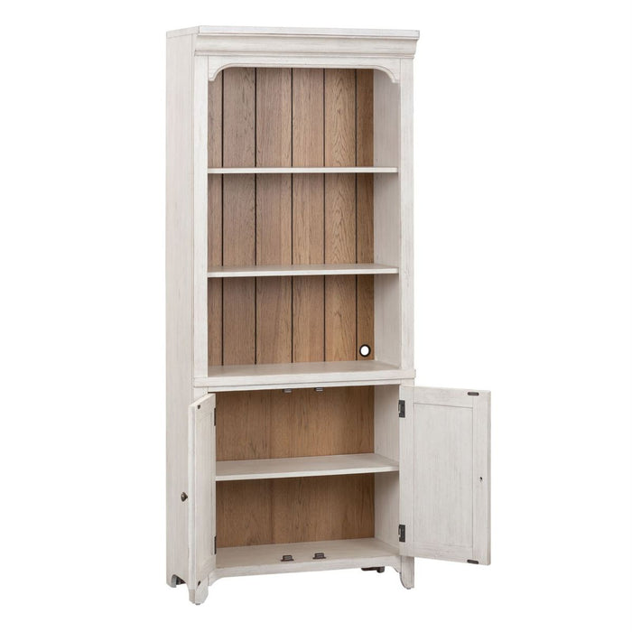 Liberty Farmhouse Reimagined Bookcase in Antique White - Furniture 4 Less (Jacksonville, NC)