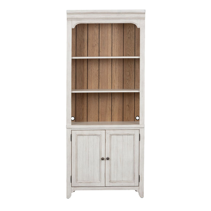 Farmhouse Reimagined Bookcase in Antique White - Furniture 4 Less (Jacksonville, NC)