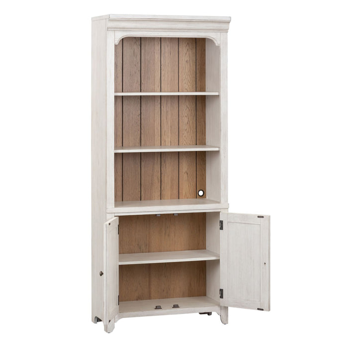 Farmhouse Reimagined Bookcase in Antique White - Furniture 4 Less (Jacksonville, NC)