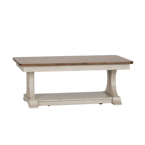 Liberty Farmhouse Reimagined Rectangular Cocktail Table in Antique White - Furniture 4 Less (Jacksonville, NC)